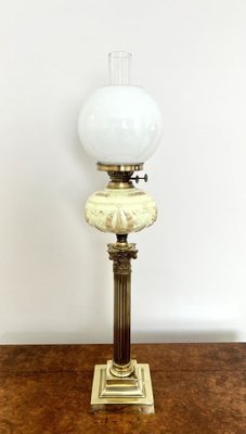 Grande Lampe à Huile En Laiton – Marque Villedieu – Époque 1900 – Anse