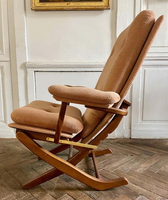 Vintage Klappsessel aus Holz & Samt, 1970er bei Pamono kaufen
