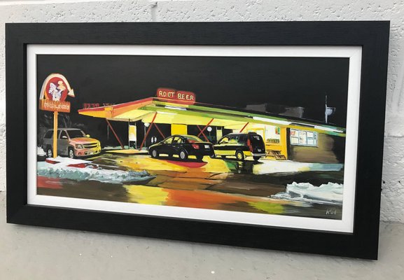 Davis、New York under Gaslight、希少画集画、新品額付 Angela Wakefield, Route 66 Root Beer American Gas Station, 2012