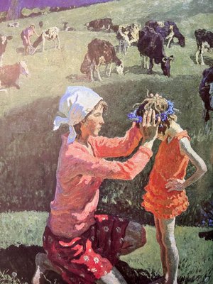 Sergej Tkachev, Study for Native Land, 1980s, Oil on Board, Framed