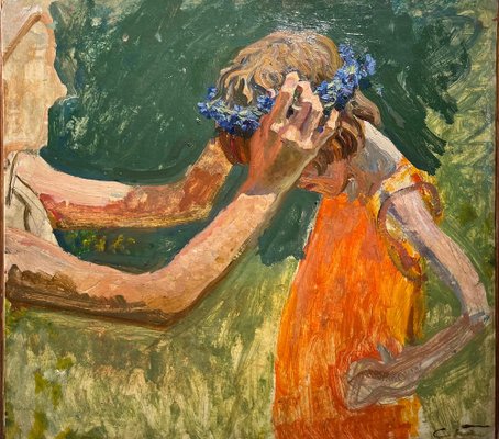 Sergej Tkachev, Study for Native Land, 1980s, Oil on Board, Framed