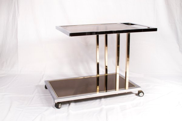 Vintage Gold Plated And Chrome Bar Cart From Belgochrom For At Vintage Gold Plated And Chrome Bar Cart From Belgochrom 1