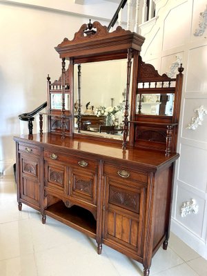 Antique Victorian Sideboard in Carved Walnut with Mirror 1880 for