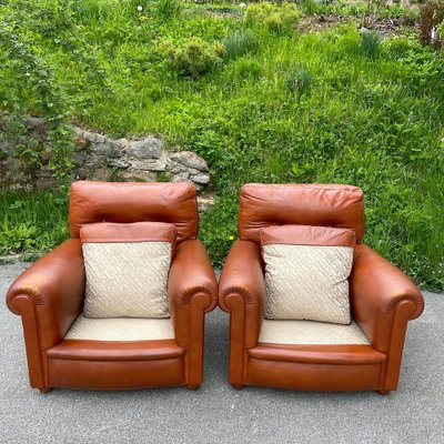 Set of Italian Poltrona Frau Chairs in Leather, 1970s for sale at