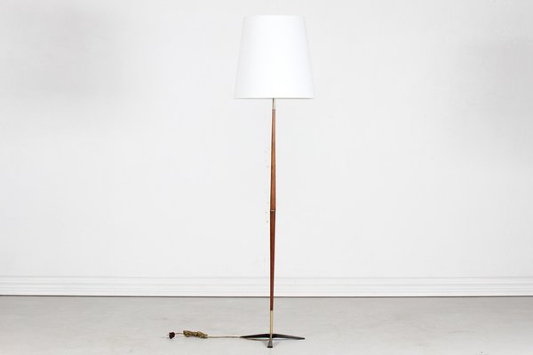 Teak and Brass Tripod Floor Lamp from Fog & Mørup, Denmark, 1960s for sale  at Pamono