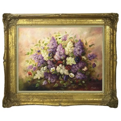 Alice Tack, Flowers, 1984, Oil on Canvas, Framed for sale at