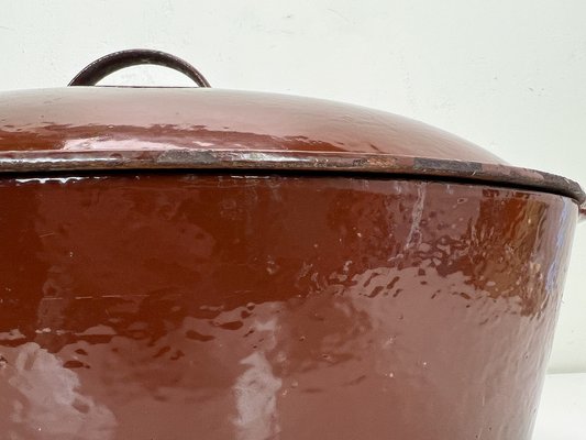 Caquelon / Casserole à fondue vintage 1970 En Acier Émaillé