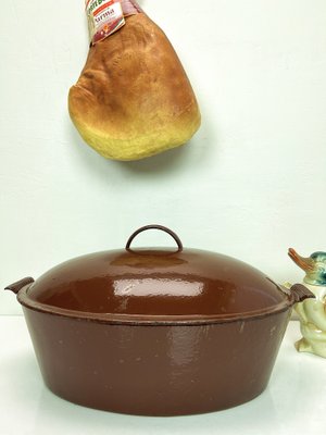 Lot De 4 Casseroles Et Poêlons En Fonte émaillée Marron - Vintage Style Le Creuset - 22 Cm