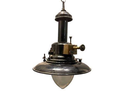 Lampe à Suspension à Gaz Providus Nautical Vintage Noire Émaillée, 1950s en  vente sur Pamono