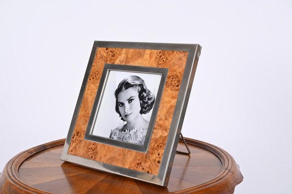 Set Di 2 Cornici Quadrate In Legno Bianco Invecchiato 8x8 Cm - Con Vetro Organico, Da Tavolo O Da Parete, Stile Rustico - 2