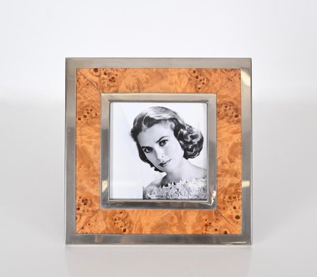 Portafoto In Legno Bianco Con Fiori In Argento 13x18