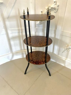 Victorian Three Tier Oval Inlaid Stand Display Shelves, 1860s for