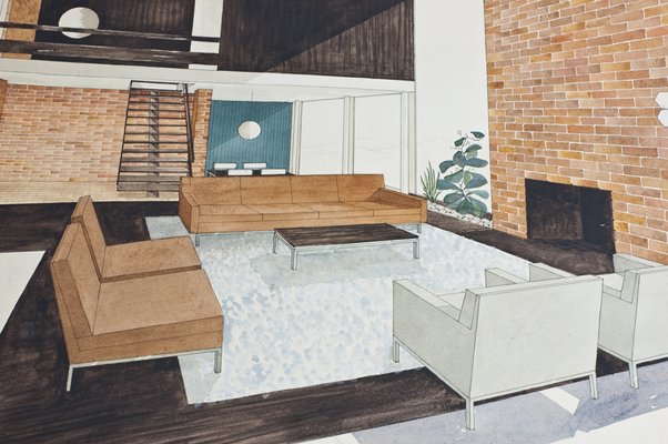 1950s Living Room Drawing