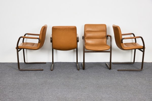 Cantilever leather dining chair hot sale