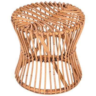 Mid-Centery Italian Bamboo and Rattan Stool from Boncina, 1960s
