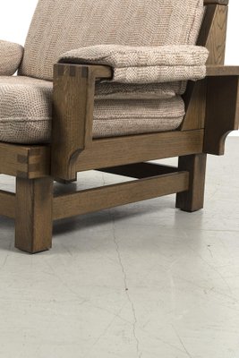 Vintage Brutalist Oak Armchair for sale at Pamono