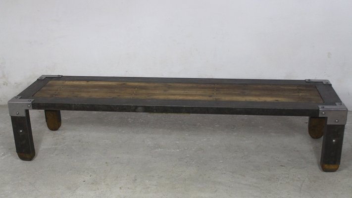 Long Industrial Coffee Table 1950s For, Industrial Wood Coffee Table Nz