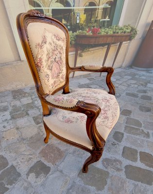 Divano vintage a fiori con due poltrone, anni '30, set di in