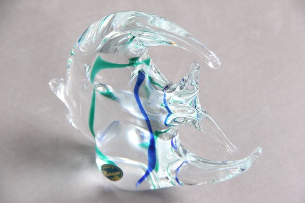 Esparcidor De Mantequilla De Cristal De Murano - Blanco Plateado