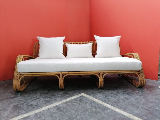 Mid Century Italian Rattan and Bamboo Sofa 1960s