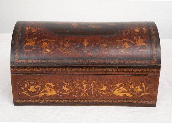 Coffre à Bijoux Ancien En Bois Et Laiton – Vintage – Très Bon état