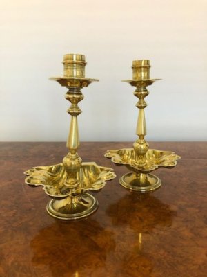 Antique Victorian Brass Candlesticks, 1860s, Set of 2 for sale at Pamono