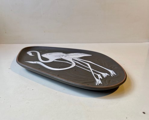 Danish Modern Ceramic Dish with Flamingos by Piotr Labuzek Baro