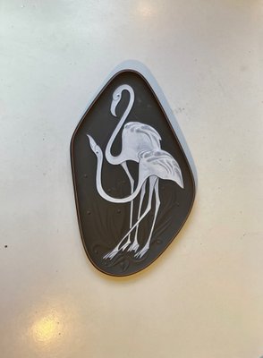 Danish Modern Ceramic Dish with Flamingos by Piotr Labuzek Baro