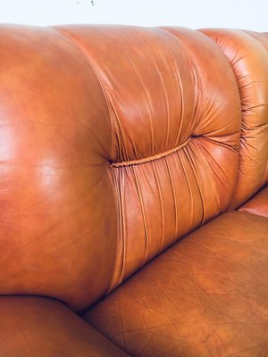 Mid-Century Modern Italian Leather 3 Seat Sofa, 1970s for sale at