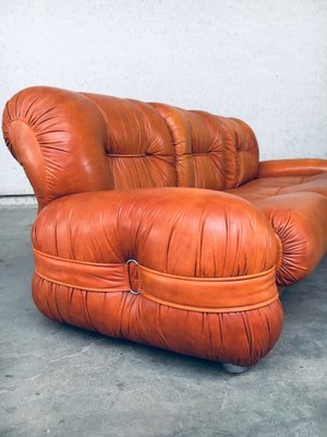 Mid-Century Modern Italian Leather 3 Seat Sofa, 1970s for sale at