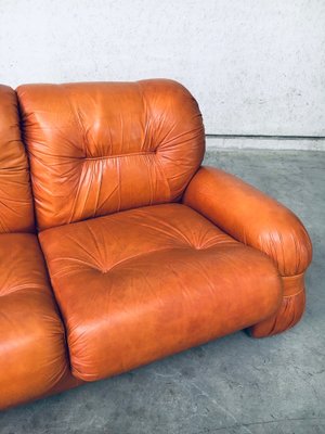 Mid-Century Modern Italian Leather 3 Seat Sofa, 1970s for sale at