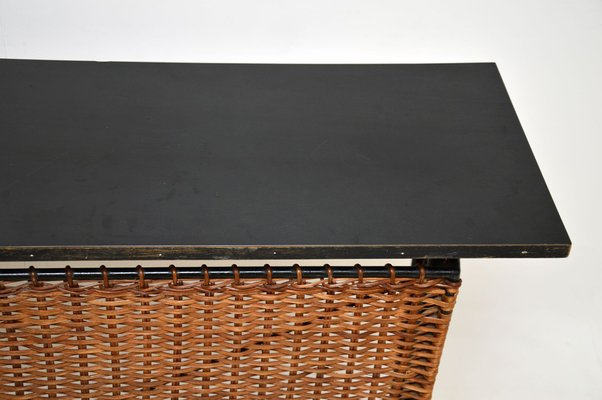 Vintage Woven Rattan Bar & Stools, 1950s, Set of 3 for sale at Pamono