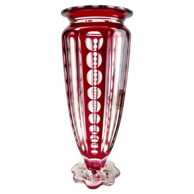 Crystal Vase Cut to Clear by Val Saint Lambert, 1950s for sale at