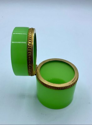 Lime Green French Opaline Glass Box Lime Green French Opaline Glass Box