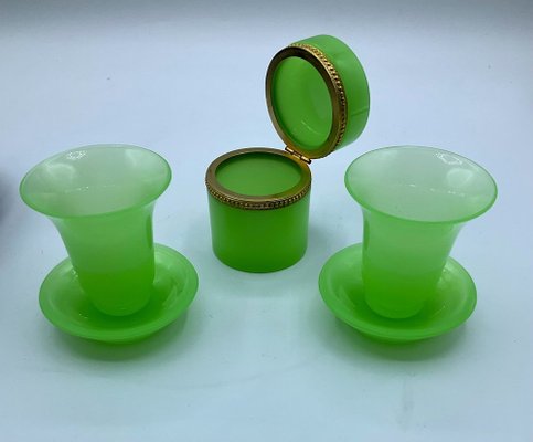 Lime Green French Opaline Glass Box Lime Green French Opaline Glass Box