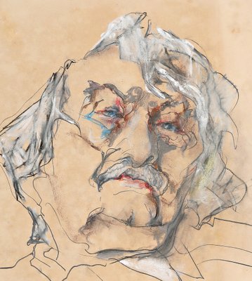 Horst Janssen, Signed Portrait, Pastel, 1989, Claude Bernard Gallery, New York for sale at Pamono Horst Janssen, Signed Portrait, Pastel, 1989, Claude Bernard Gallery, New York for sale at Pamono