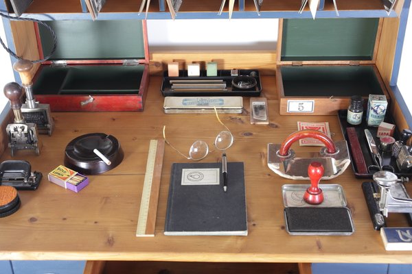 Vintage Postal Writing Desk, 1940s, Set of 65 for sale at Pamono