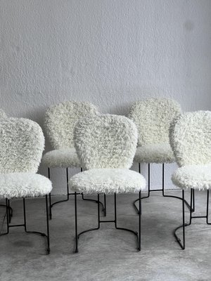 Dining Chairs in Metal and Faux Fur 1970s Set of 6 for sale at