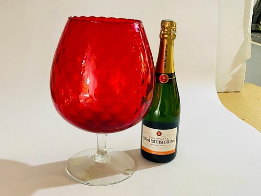 Vase Sur Pied En Verre Empoli Couleur Ambrée Fumée - Vintage Italien, 21 Cm, Très Bon état