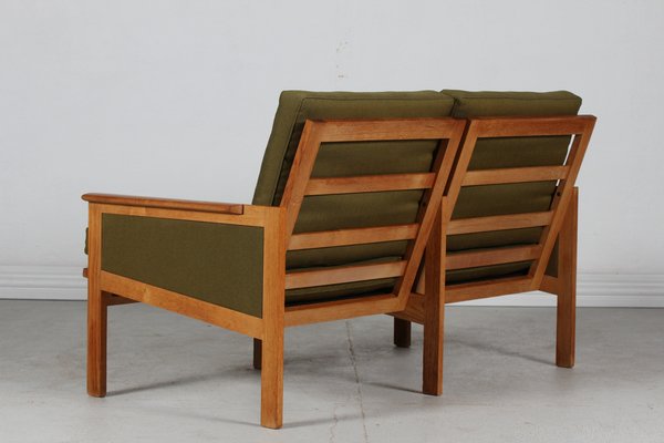 Capella Sofa in Oak with Green Cushions by Illum Wikkelsø for