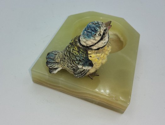Posacenere divertente posacenere in oro decorazioni per uccellini coperchio  Figurine di animali vassoi di cenere abbellimento