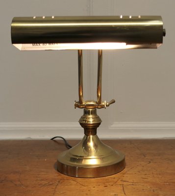 Art Deco Brass Adjustable Bankers Desk Lamp 1960s for sale at Pamono