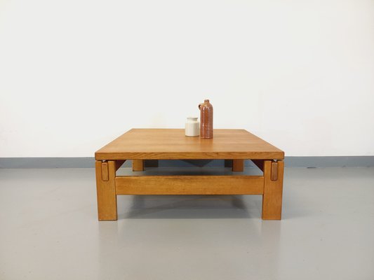 Vintage Square Coffee Table in Solid Oak 1960s for sale at Pamono