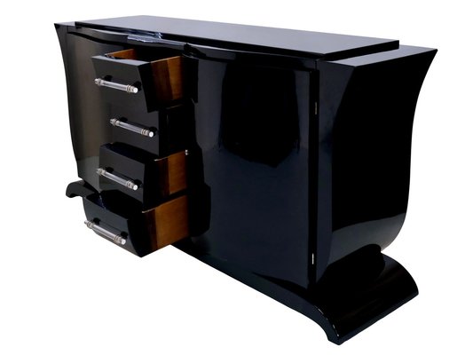 Art Deco French Black Lacquer Sideboard, 1930s for sale at Art Deco French Black Lacquer Sideboard, 1930s for sale at