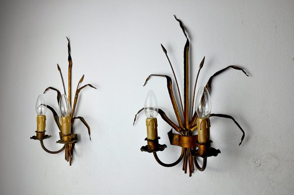 Floral Sconces attributed to Ferro Arte Spain 1960s Set of 2