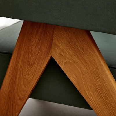 053 Capitol Complex Armchair in Teak and Green Leather by 053 Capitol Complex Armchair in Teak and Green Leather by