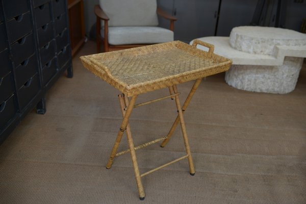 Rattan Folding Service Tray, 1960s for sale at Pamono