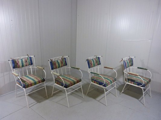 Mid Century Wrought Iron Garden Table and Chairs 1960s Set of 5