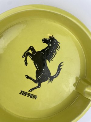 Large Yellow Ceramic Advertising Ferrari Ashtray by Bitossi, 1980s