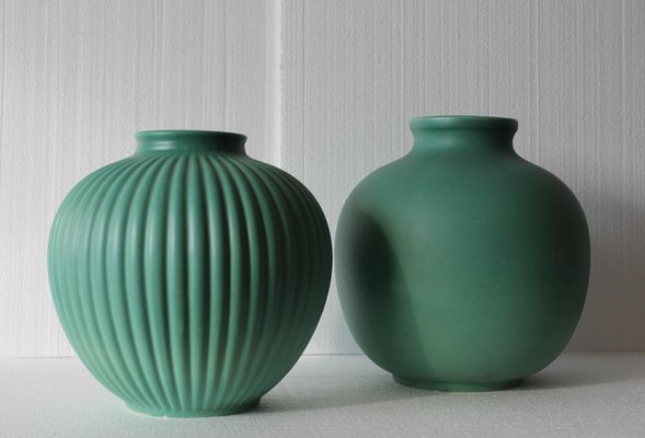 Vaso vintage in ceramica verde di Giovanni Gariboldi per Richard Ginori,  Italia, anni '50 in vendita su Pamono